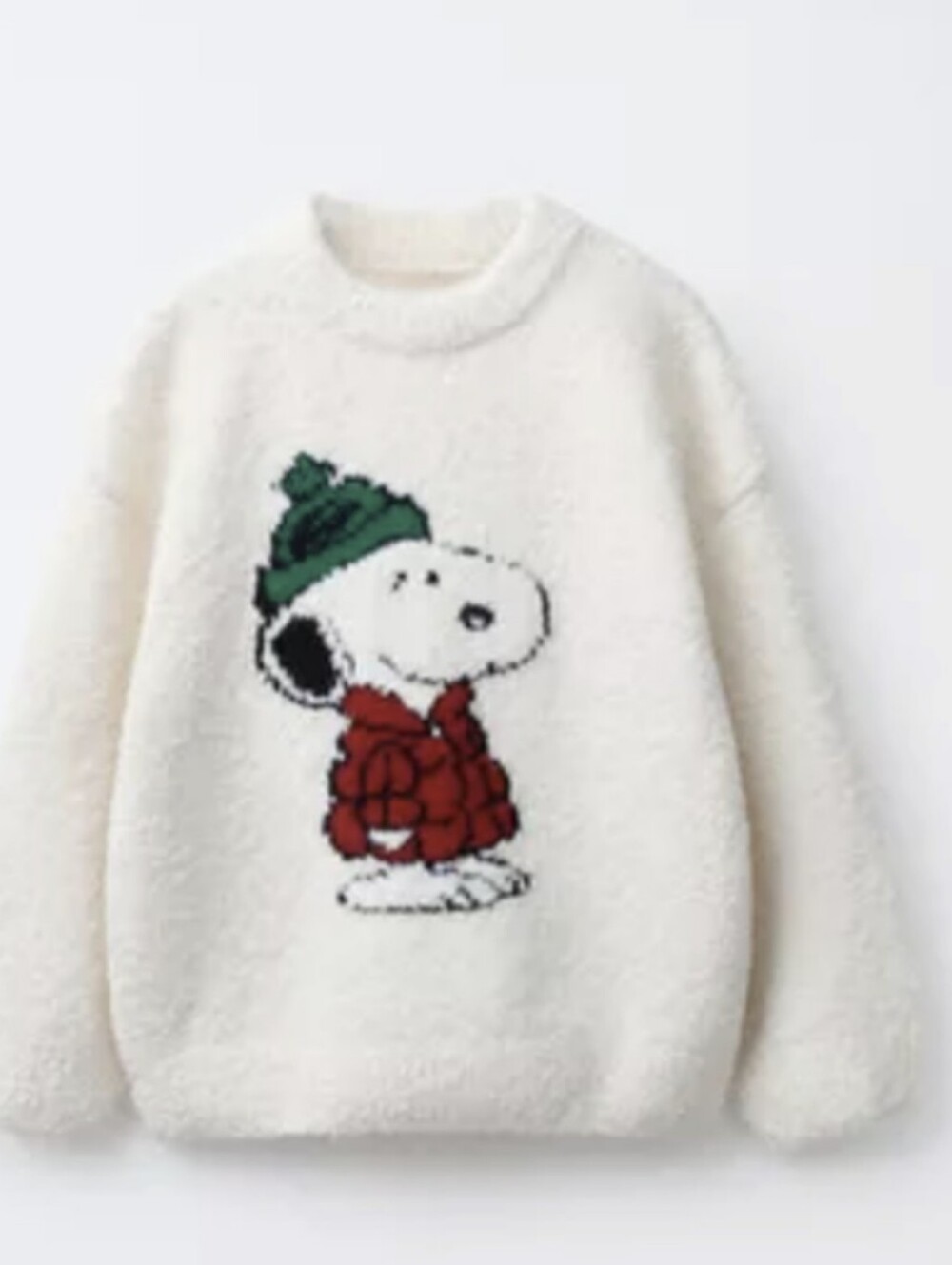 Zara Cozy Cream Snoopy Graphic Pullover Sweater Size 5 Nwt